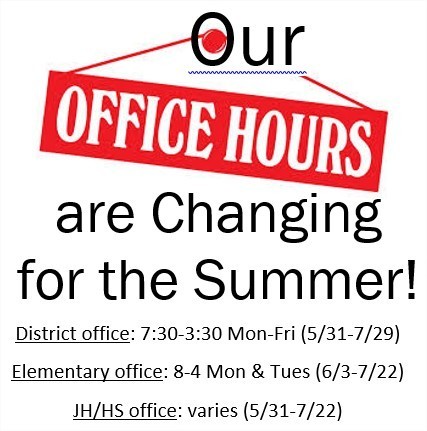 changes to office hours for the summer
