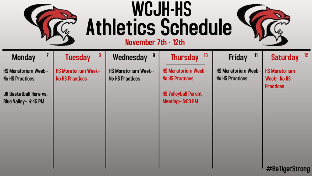 Athletic Weekly Schedule