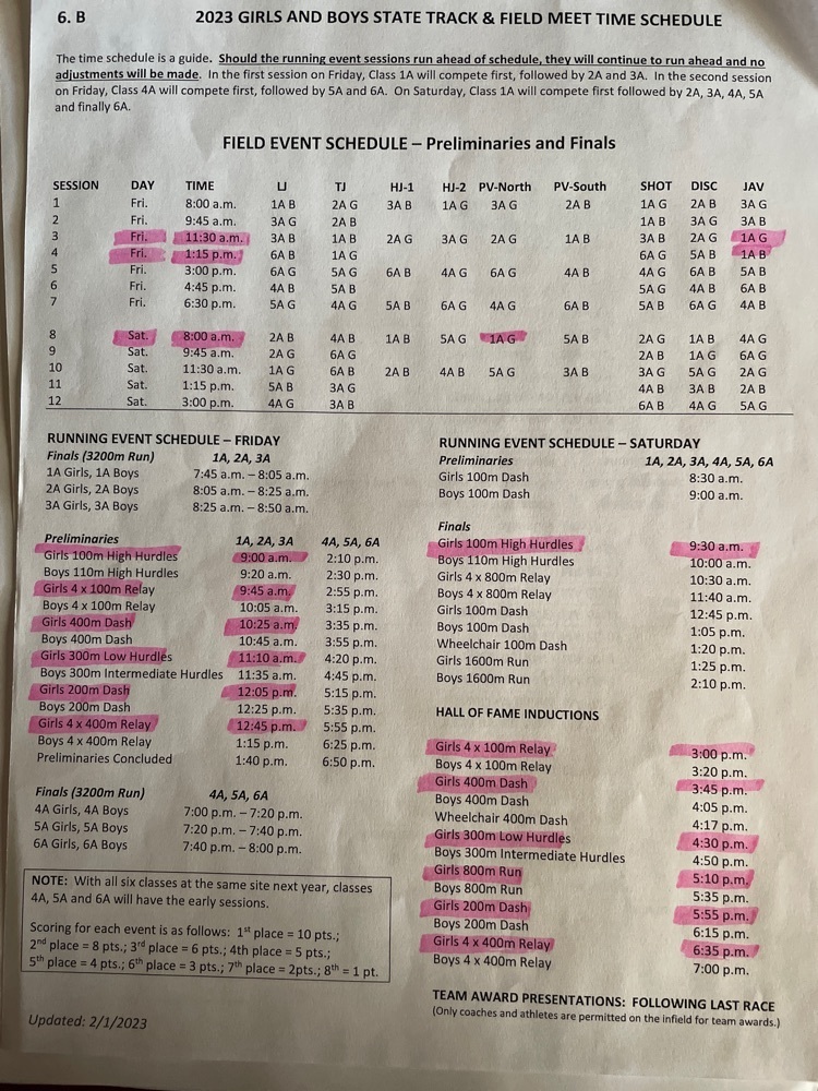 state schedule